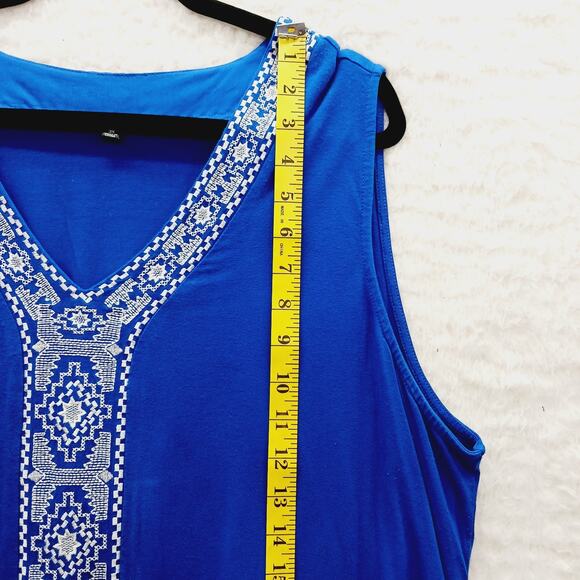 Tunic Tank Top Size 3X Royal Blue Adrianna Papell Embroidered Quiet Luxury Siren - Picture 4 of 10